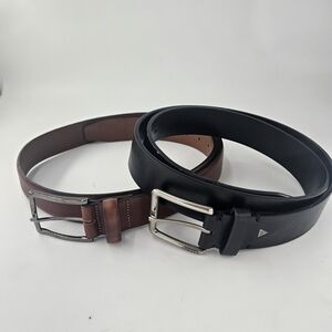 GUESS/BENCHCRAFT Men's Leather Belt Set  38/95 Brown, Black